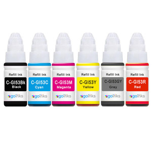 1 Go Inks Set of 6 Ink Bottles (70ml) to replace Canon GI-53 Compatible/non-OEM for Pixma G Series Printers