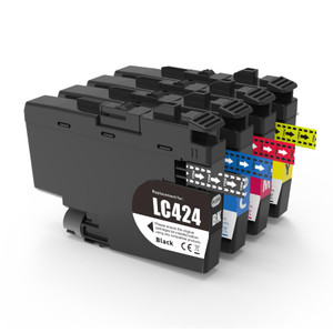 1 Go Inks Set of 4 Cartridges to replace Brother LC424 Compatible / non-OEM for Brother DCP & MFC Printers (4 Inks)
