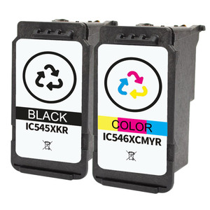 Set of 2 Remanufactured PG-545XL & CL-546XL Ink Cartridges replacements for Canon Printers - Black & Tri-Colour