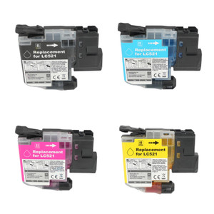 1 Go Inks Set of 4 Cartridges to replace Brother LC521 Compatible / non-OEM for Brother DCP Printers (4 Inks)