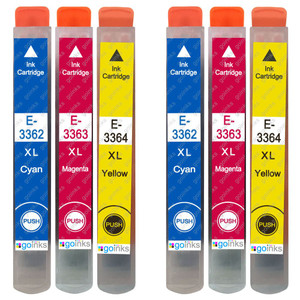 2 Go Inks Set of 3 Ink Cartridges to replace Epson T3357 (33XL Series) C/M/Y Compatible / non-OEM for Epson Expression Home Printers (6 Inks)