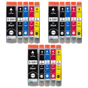 3 Go Inks Set of 5 Ink Cartridges to replace Epson T3357 (33XL Series) Compatible / non-OEM for Epson Expression Premium Printers (15 Inks)