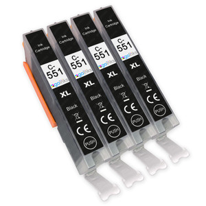 4 Go Inks Black Ink Cartridges to replace Canon CLI-551Bk Compatible / non-OEM for PIXMA Printers