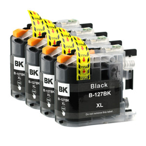 4 Go Inks Black Ink Cartridges to replace Brother LC127XLBk Compatible / non-OEM for  Brother DCP & MFC Printers