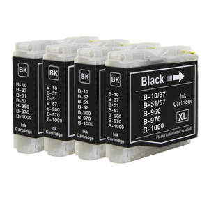 4 Go Inks Black Ink Cartridges to replace Brother LC970Bk & LC1000Bk Compatible / non-OEM for Brother DCP, MFC & FAX Printers
