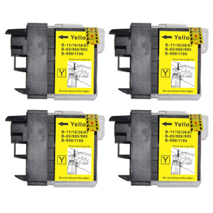 4 Go Inks Yellow Ink Cartridges to replace Brother LC980Y & LC1100Y Compatible / non-OEM for Brother DCP & MFC Printers