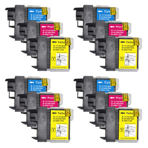 4 Go Inks Set of 3 C/M/Y Ink Cartridges to replace Brother LC980 & LC1100 Compatible / non-OEM for Brother DCP & MFC Printers (12 Inks)