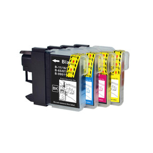 1 Go Inks Set of 4 Cartridges to replace Brother LC980 & LC1100 Compatible / non-OEM for Brother DCP & MFC Printers (4 Inks)