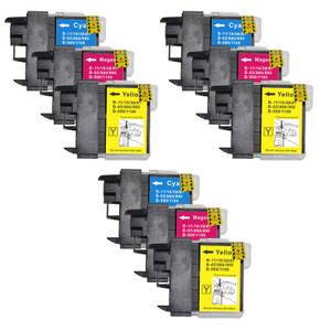 3 Go Inks Set of 3 C/M/Y Ink Cartridges to replace Brother LC980 & LC1100 Compatible / non-OEM for Brother DCP & MFC Printers (9 Inks)
