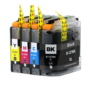 1 Go Inks Set of 4 Ink Cartridges to replace Brother - LC127XL & LC125XL Compatible / non-OEM for Brother DCP & MFC Printers (4 Inks)