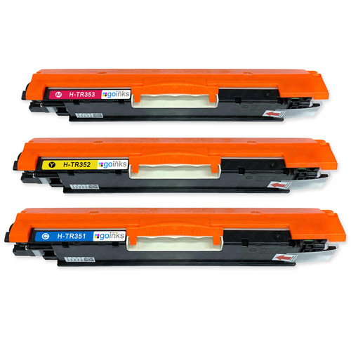 1 Go Inks Set of 3 C/M/Y Laser Toner Cartridges to replace HP CF351A / CF352A / CF353A  Compatible / non-OEM for HP Colour & Pro Laserjet Printers