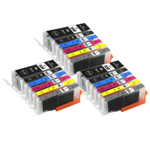 3 Go Inks Set of 6 Ink Cartridges to replace Canon PGI-550 & CLI-551 Compatible / non-OEM for PIXMA Printers (18 Pack)