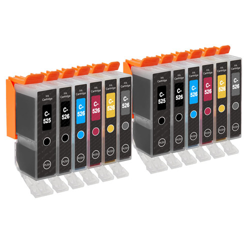 2 Go Inks Set of 6 Ink Cartridges to replace Canon PGI-525 & CLI-526 Compatible / non-OEM for PIXMA Printers (12 Pack)