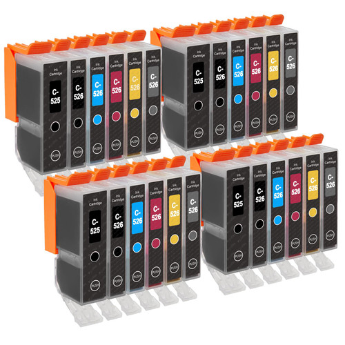 4 Go Inks Set of 6 Ink Cartridges to replace Canon PGI-525 & CLI-526 Compatible / non-OEM for PIXMA Printers (24 Pack)