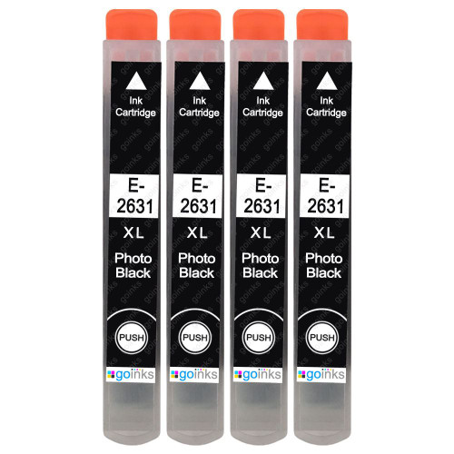 4 Go Inks Photo Black Ink Cartridges to replace Epson T2631 (26XL Series) Compatible / non-OEM for Epson Expression Premium Printers