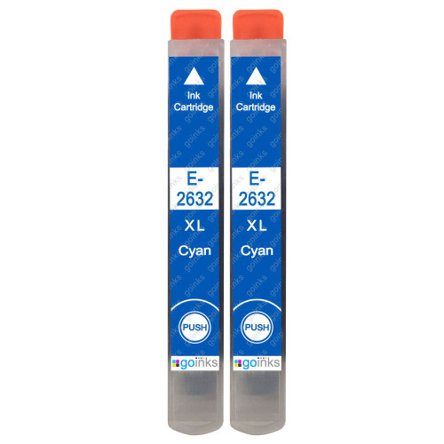 2 Go Inks Cyan Ink Cartridges to replace Epson T2632 (26XL Series) Compatible / non-OEM for Epson Expression Premium Printers