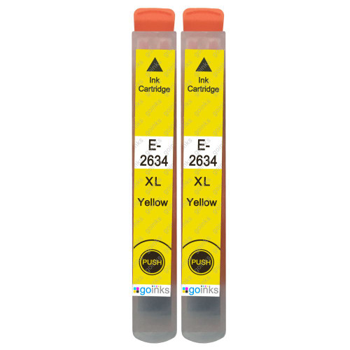 2 Go Inks Yellow Ink Cartridges to replace Epson T2634 (26XL Series) Compatible / non-OEM for Epson Expression Premium Printers