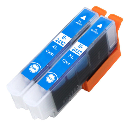 2 Go Inks Cyan Ink Cartridges to replace Epson T2432 (24XL Series) Compatible / non-OEM for Epson Expression Photo Printers