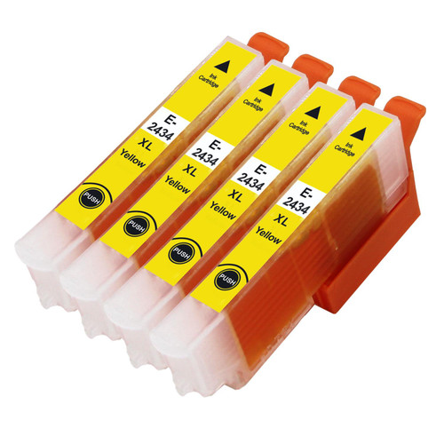 4 Go Inks Yellow Ink Cartridges to replace Epson T2434 (24XL Series) Compatible / non-OEM for Epson Expression Photo Printers