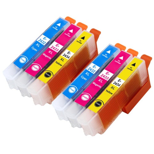 2 Go Inks Set of 3 Ink Cartridges to replace Epson T2438 (24XL Series) C/M/Y Compatible / non-OEM for Epson Workforce Printers (6 Inks)