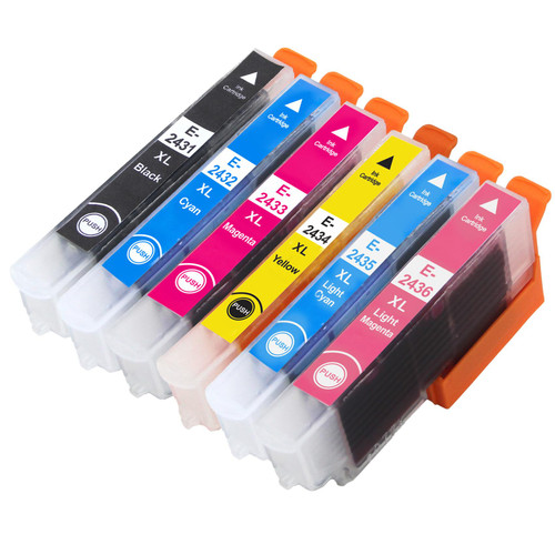 1 Go Inks Set of 6 Ink Cartridges to replace Epson T2438 (24XL Series) Series Compatible / non-OEM for Epson Workforce Printers (6 Inks)