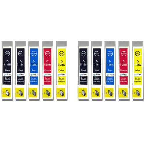 2 Go Inks Set of 4 + extra Black Ink Cartridges to replace Epson T0715+711 Compatible / non-OEM for Epson Stylus Printers (10 Inks)