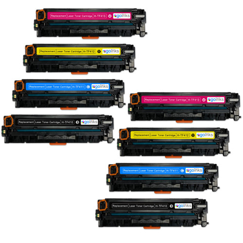 2 Go Inks XL Set of 4 Laser Toner Cartridges to replace HP CF410X, CF411X, CF412X, CF413X Compatible / non-OEM for HP Colour & Pro Laserjet Printers