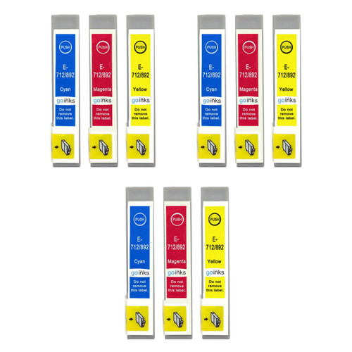 3 Go Inks Set of 3 Ink Cartridges to replace Epson T0715 C/M/Y Compatible / non-OEM for Epson Stylus Printers (9 Inks)