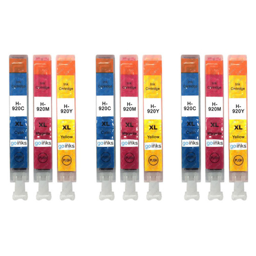 3 Go Inks Compatible C/M/Y Sets to replace HP 920 Colour Printer Ink Cartridges (9 Inks) - Cyan, Magenta, Yellow Compatible / non-OEM for HP Photosmart Printers