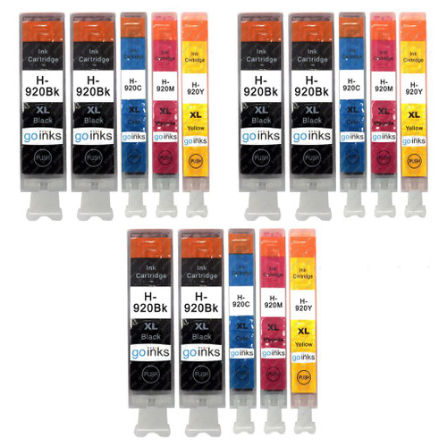 3 Go Inks Compatible Set of 4 + Extra Black to replace HP 920 Printer Ink Cartridge (15 Inks) - Black, Cyan,  Magenta, Yellow Compatible / non-OEM for HP Photosmart Printers