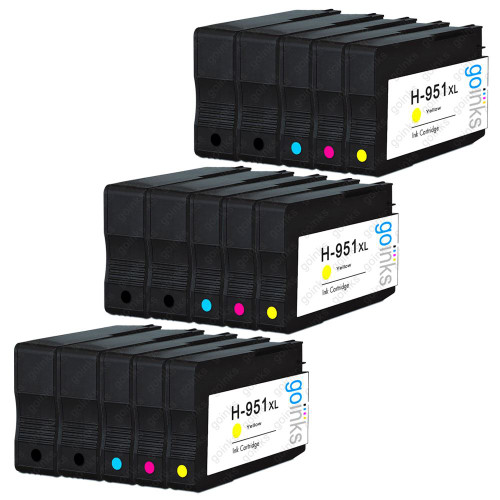 3 Go Inks Compatible Set of 4 + Extra Black to replace HP 950 & 951 Printer Ink Cartridge (15 Inks) - Black, Cyan,  Magenta, Yellow Compatible / non-OEM for HP Photosmart Printers