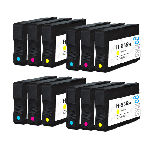 4 Go Inks Compatible C/M/Y Sets to replace HP 935 Colour Printer Ink Cartridges (12 Inks) - Cyan, Magenta, Yellow Compatible / non-OEM for HP Photosmart Printers