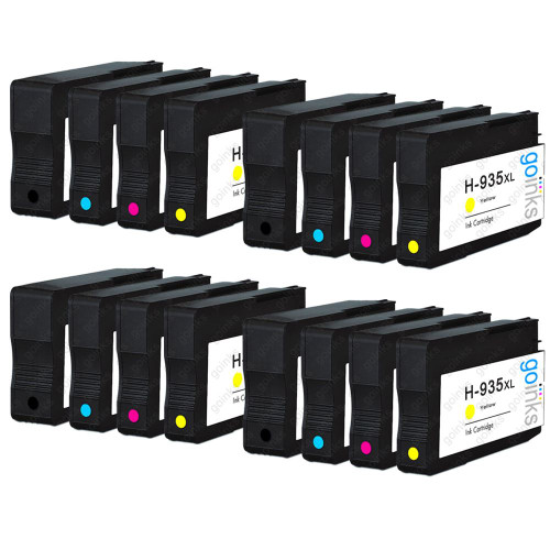 4 Go Inks Compatible Set of 4 to replace HP 934 & 935 Printer Ink Cartridge (16 Inks) - Black, Cyan,  Magenta, Yellow Compatible / non-OEM for HP Photosmart Printers