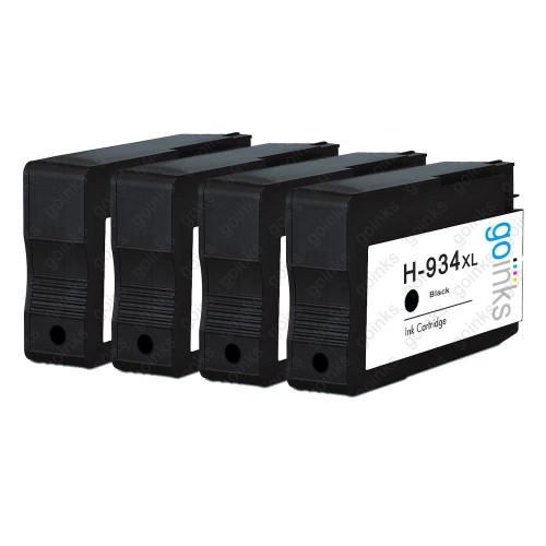 4 Go Inks Black Compatible Printer Ink Cartridges to replace HP 934Bk (XL Capacity) Compatible / non-OEM for HP Photosmart Printers