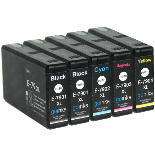 1 Go Inks Set of 4 + extra Black Ink Cartridges to replace Epson T7906+7901 (79XL Series) Compatible / non-OEM for Epson WorkForce Pro Printers (5 Inks)