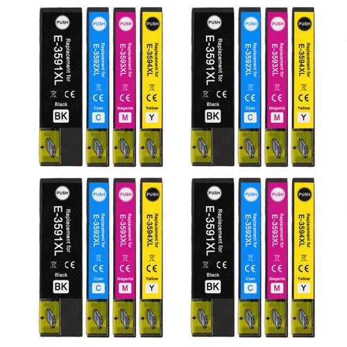 4 Go Inks Set of 4 Ink Cartridges to replace Epson T3596 (35XL Series) Compatible / non-OEM for Epson Expression Home Printers (16 Inks)
