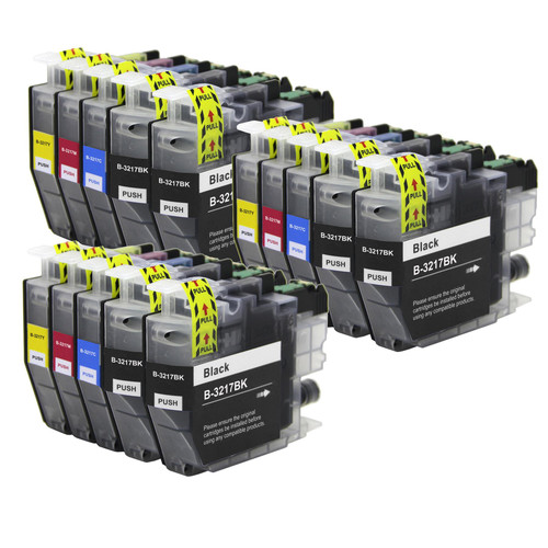 3 Go Inks Compatible Set of 4 + Extra Black to replace Brother LC3217 Compatible / non-OEM for Brother MFC Printers (15 Inks)