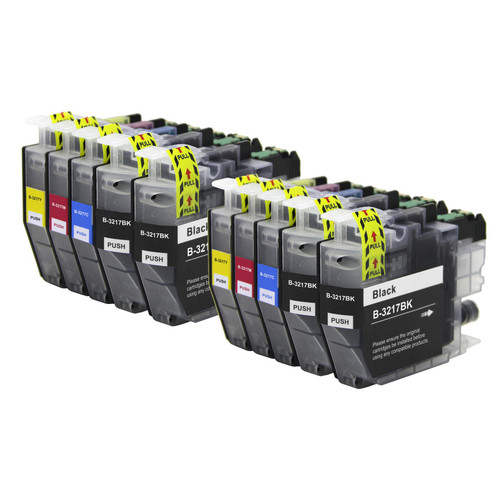 2 Go Inks Compatible Set of 4 + Extra Black to replace Brother LC3217 Compatible / non-OEM for Brother MFC Printers (10 Inks)