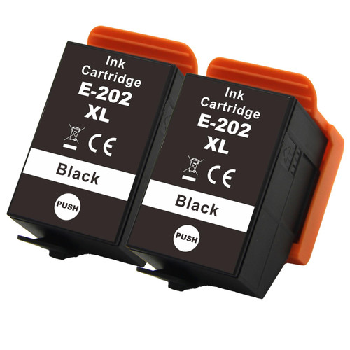 2 Go Inks Black Ink Cartridges to replace Epson 202XLBk Compatible / non-OEM for Epson Expression Photo Printers