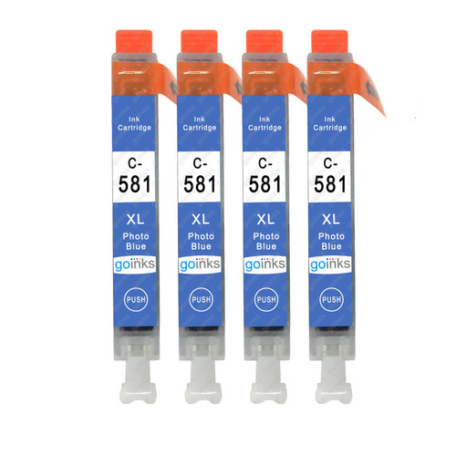 4 Go Inks Photo Blue Ink Cartridges to replace Canon CLI-581PB Compatible / non-OEM for PIXMA Printers