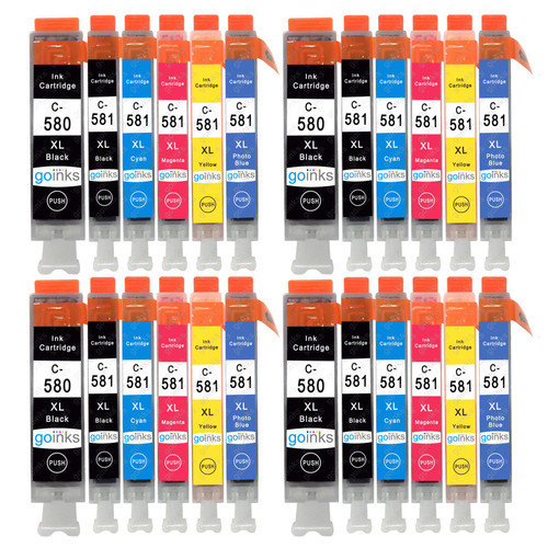 4 Go Inks Set of 6 Ink Cartridges to replace Canon PGI-580  & CLI-581 Compatible / non-OEM for PIXMA Printers (24 Pack)