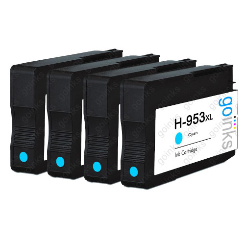 4 Go Inks Cyan Compatible Printer Ink Cartridges to replace HP 953C (XL Capacity) Compatible / non-OEM for HP Photosmart Printers