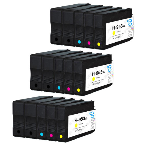 3 Go Inks Compatible Set of 4 + Extra Black to replace HP 953 Printer Ink Cartridge (15 Inks) - Black, Cyan,  Magenta, Yellow Compatible / non-OEM for HP Photosmart Printers