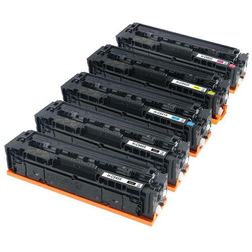 1 Go Inks Set of 4 + extra black Laser Toner Cartridges to replace HP CF540X / CF541A / CF542A / CF543A Compatible / non-OEM for HP Pro Laserjet Printers