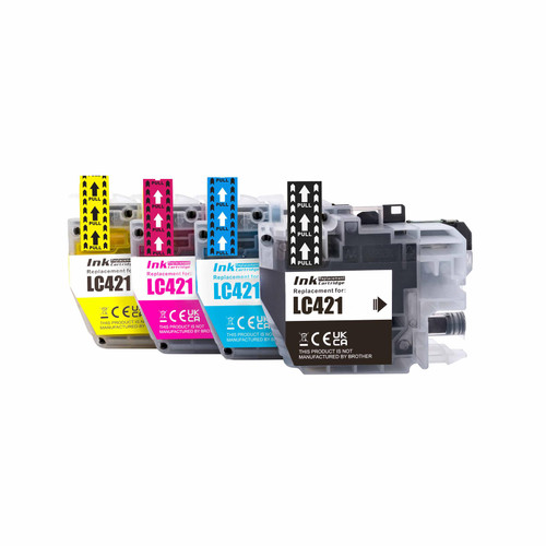 1 Go Inks Set of 4 Cartridges to replace Brother LC421 Compatible / non-OEM for Brother DCP & MFC Printers (4 Inks)