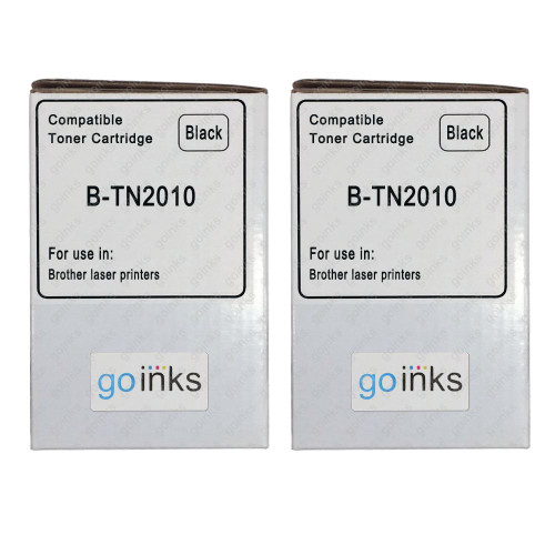 2 Go Inks Black Laser Toner Cartridges to replace Brother TN2010 Compatible / non-OEM for Brother DCP & HL Printers