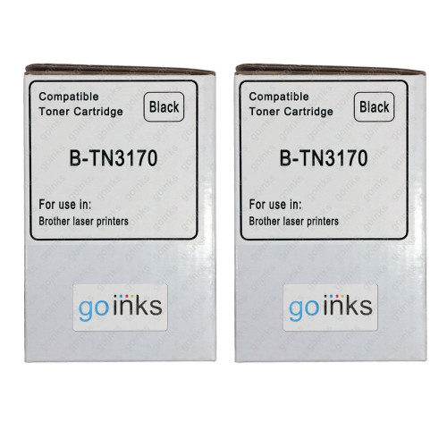 2 Go Inks Black Laser Toner Cartridges to replace Brother TN3170 Compatible / non-OEM for Brother DCP, MFC & HL Printers