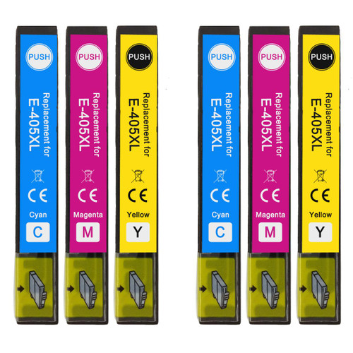 2 Go Inks Set of 3 Ink Cartridges to replace Epson 405XL C/M/Y Compatible/non-OEM for Epson WorkForce Printers (6 Inks)