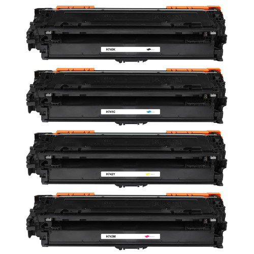 1 Go Inks Set of 4 Laser Toner Cartridges to replace HP CE740A, CE741A, CE742A, CE743A (307A) Compatible / non-OEM for HP Colour LaserJet Printers