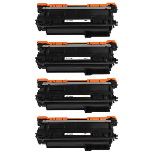 1 Go Inks Set of 4 Laser Toner Cartridges to replace HP CF330X, CF331A, CF332A, CF333A (654X & 654X) Compatible / non-OEM for HP Color LaserJet Enterprise Printers